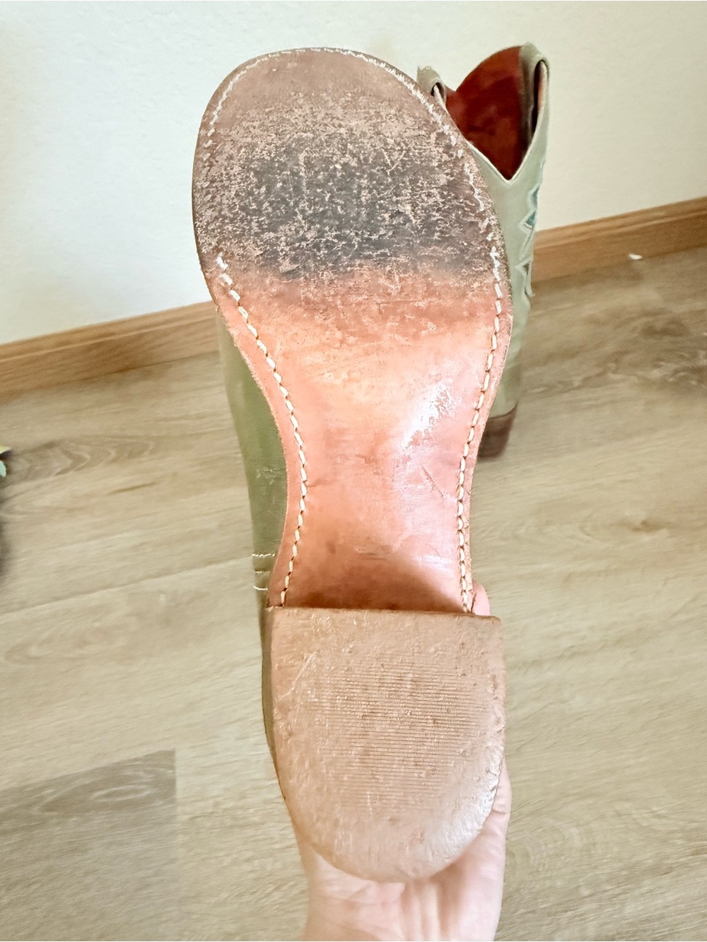 FRYE Vintage Sabrina Campus Green Floral Inlay Western Boots Size 7 - Picture 10 of 11